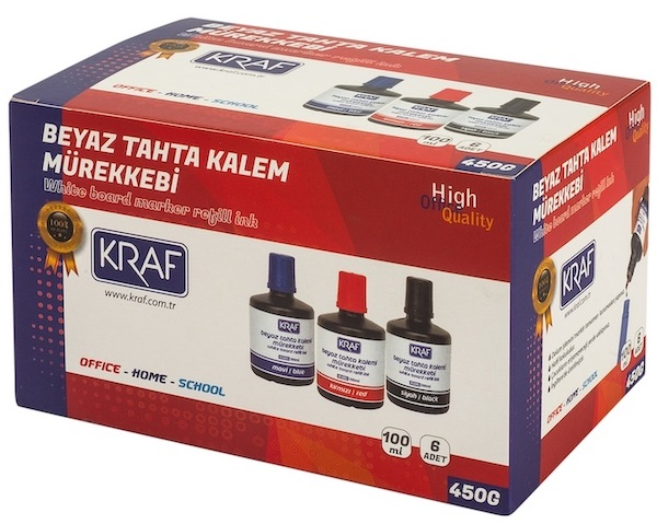 HB KRAF BEYAZ TAHTA KALEM MÜR. 100ml MAVİ 6LI 450G