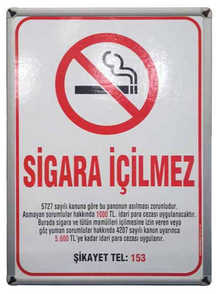 AKYAZI SİGARA İÇİLMEZ LEVHASI 50X70 METAL ÇER 0506