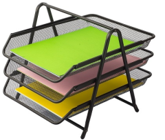 KRAF PERFORE EVRAK RAFI METAL 3 KATLI 460G SİYAH