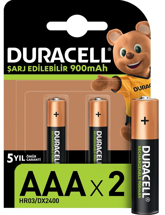 DURACELL PİL ŞARJLI 2 Lİ AAA İNCE KALEM 900MAH