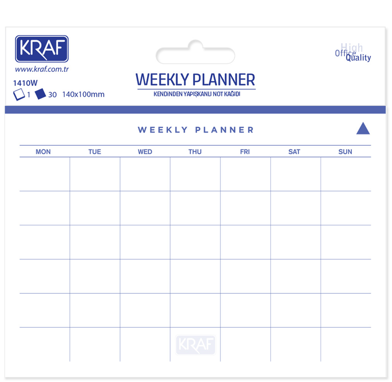 KRAF YAPIŞKANLI NOT KAĞIDI WEEKLY PLANNER - HAFTALIK PLAN 140x100 30 YP 1410W