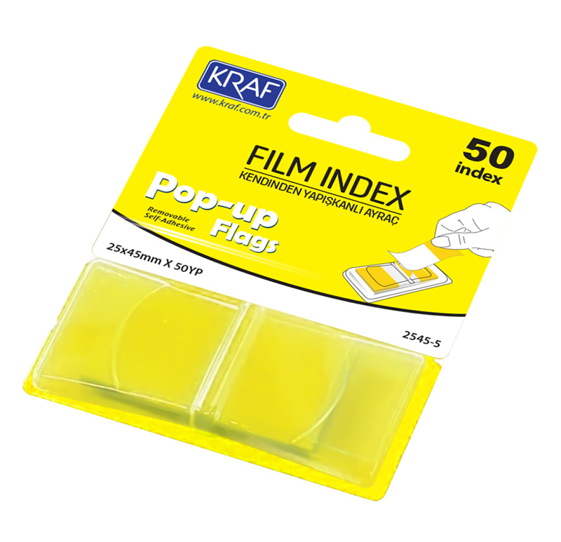 KRAF INDEX FILM (PP) 25x45MM POP-UP TEK RENK 50 YP SARI 2545-5