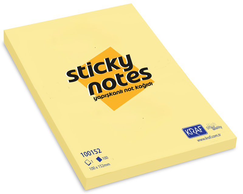 KRAF YAPIŞKANLI NOT KAĞIDI 100x152 SARI DÜZ 100152