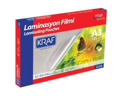 KRAF LAMİNASYON FİLMİ PARLAK A3 125MIC 100LÜ 2123
