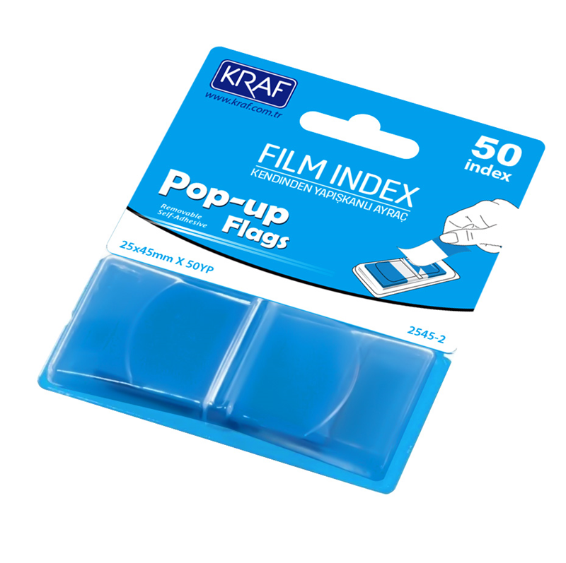 KRAF INDEX FILM (PP) 25x45MM POP-UP TEK RENK 50 YP MAVİ 2545-2