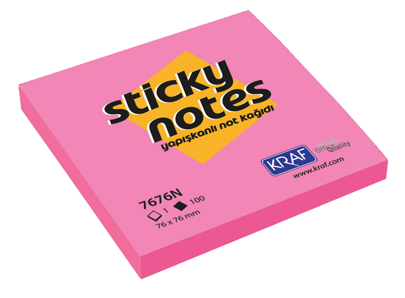 KRAF YAPIŞKANLI NOT KAĞIDI 76X76 NEON PEMBE 7676N-PK