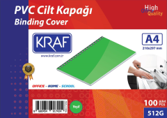 KRAF CİLT KAPAĞI A4 160 MİC. 100 LÜ YEŞİL 512G
