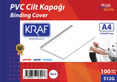 KRAF CİLT KAPAĞI A4 160 MİC. 100 LÜ BEYAZ 512G