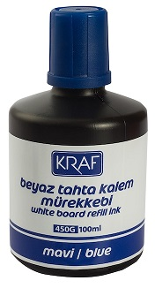 KRAF BEYAZ TAHTA KALEM MÜREKKEBİ 100ml MAVİ 450G