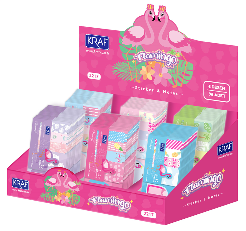 KRAF YAPIŞKANLI NOT KAĞIDI SET FLAMINGO 100 YP 2217