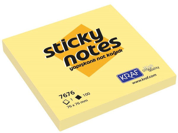 KRAF YAPIŞKANLI NOT KAĞIDI 76X76 SARI 7676